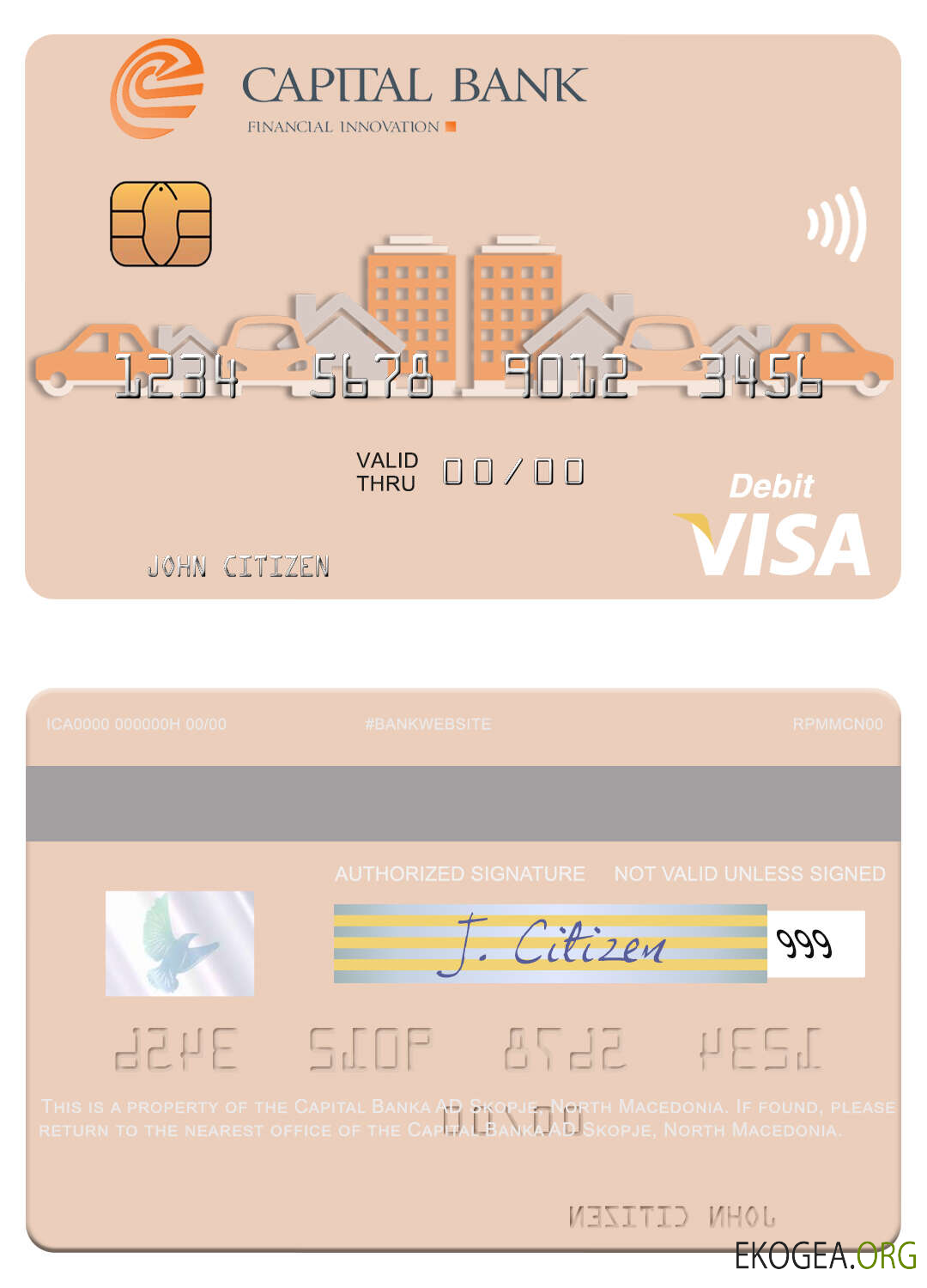 Carte de débit visa Capital Banka AD Skopje de Macédoine du Nord